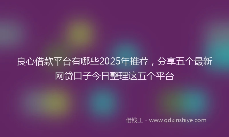 良心借款平台有哪些2025年推荐，分享五个最新网贷口子今日整理这五个平台