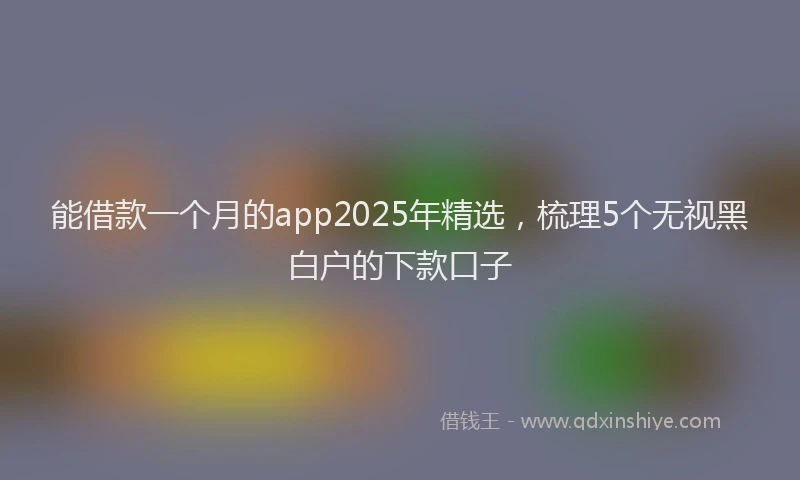 能借款一个月的app2025年精选，梳理5个无视黑白户的下款口子