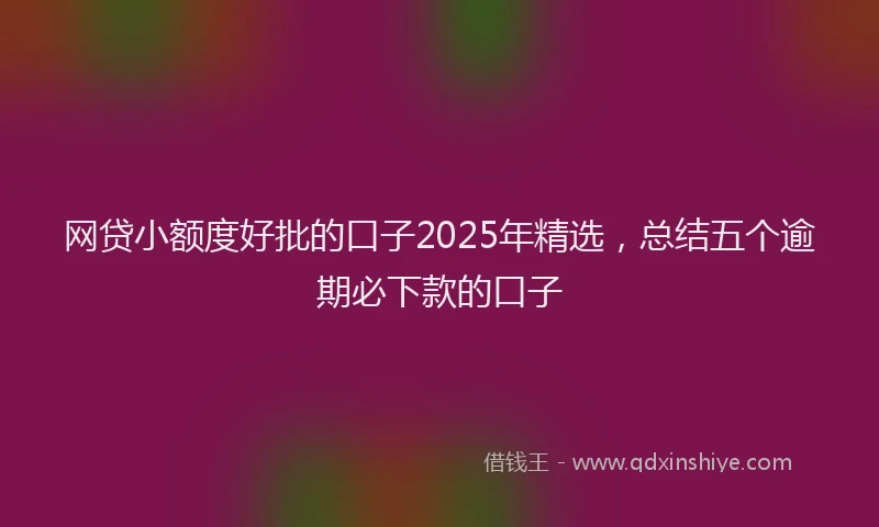 网贷小额度好批的口子2025年精选，总结五个逾期必下款的口子