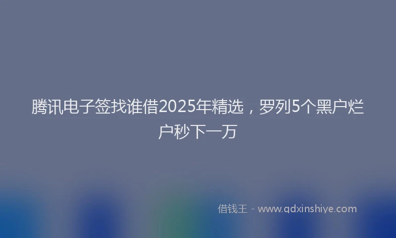 腾讯电子签找谁借2025年精选，罗列5个黑户烂户秒下一万
