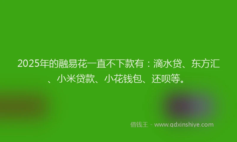 2025年的融易花一直不下款有：滴水贷、东方汇、小米贷款、小花钱包、还呗等。