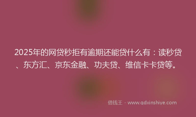 2025年的网贷秒拒有逾期还能贷什么有：读秒贷、东方汇、京东金融、功夫贷、维信卡卡贷等。