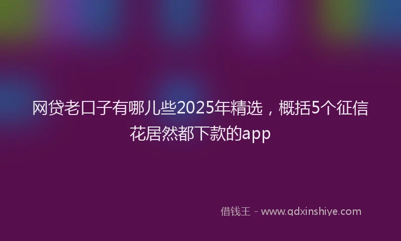 网贷老口子有哪儿些2025年精选，概括5个征信花居然都下款的app