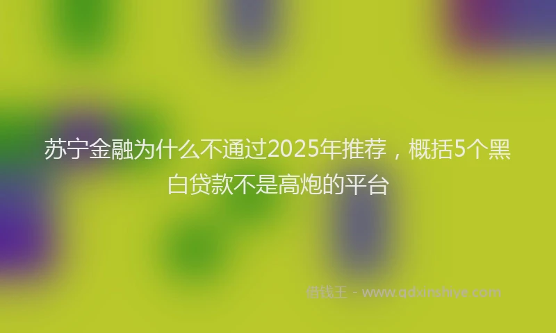 苏宁金融为什么不通过2025年推荐，概括5个黑白贷款不是高炮的平台
