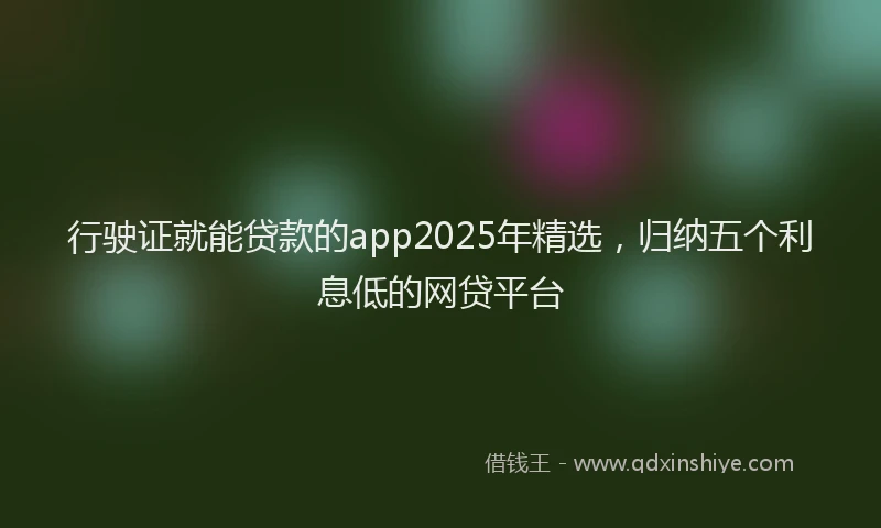 行驶证就能贷款的app2025年精选，归纳五个利息低的网贷平台
