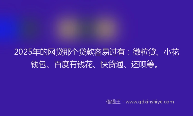2025年的网贷那个贷款容易过有：微粒贷、小花钱包、百度有钱花、快贷通、还呗等。