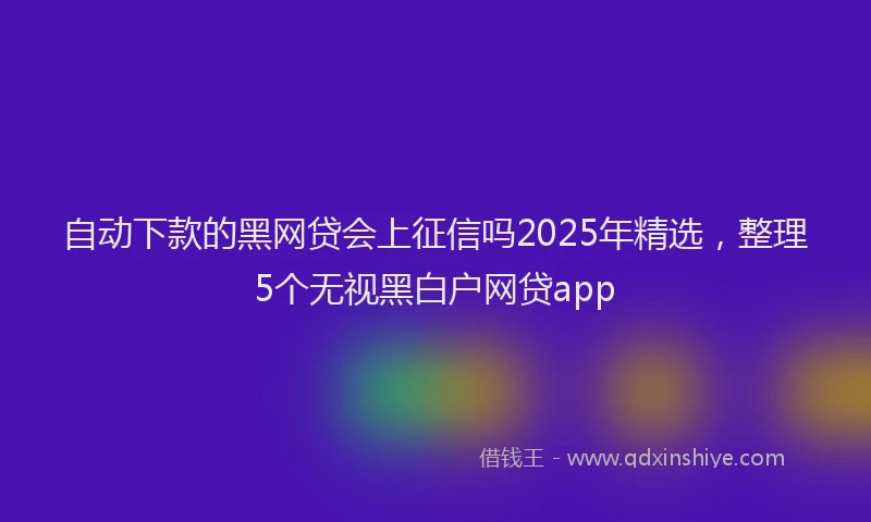 自动下款的黑网贷会上征信吗2025年精选，整理5个无视黑白户网贷app