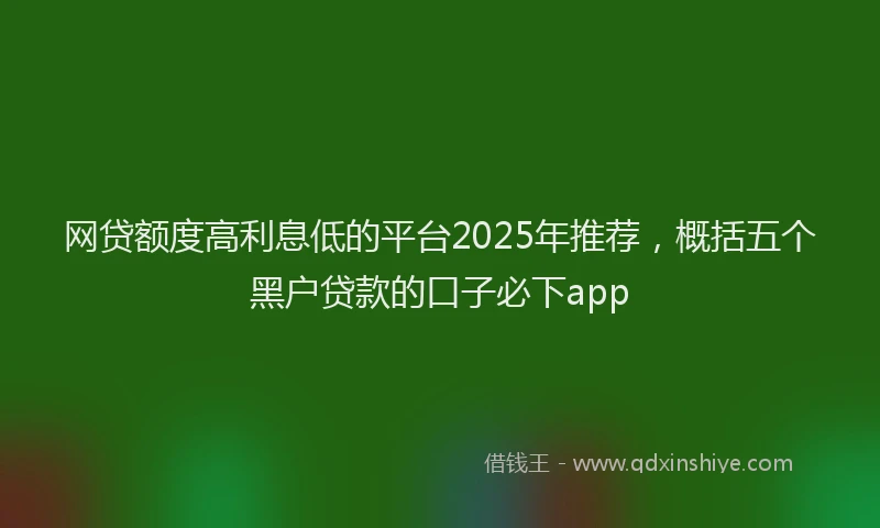 网贷额度高利息低的平台2025年推荐，概括五个黑户贷款的口子必下app