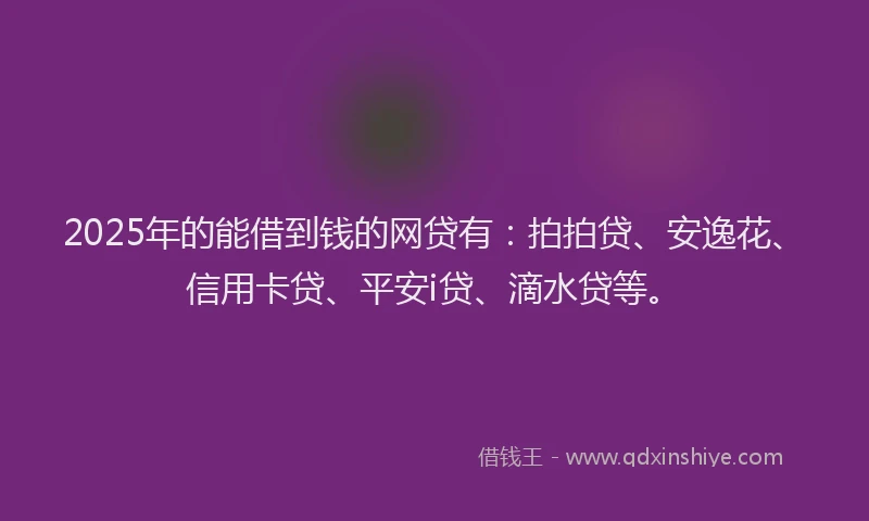 2025年的能借到钱的网贷有：拍拍贷、安逸花、信用卡贷、平安i贷、滴水贷等。