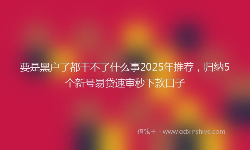 要是黑户了都干不了什么事2025年推荐，归纳5个新号易贷速审秒下款口子