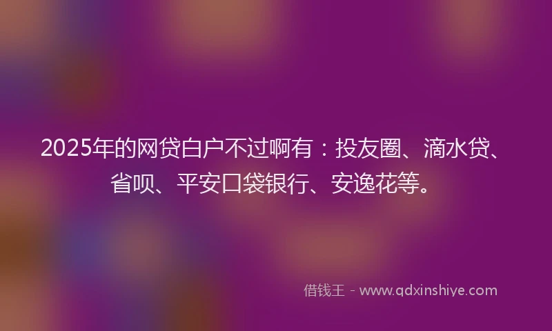 2025年的网贷白户不过啊有：投友圈、滴水贷、省呗、平安口袋银行、安逸花等。