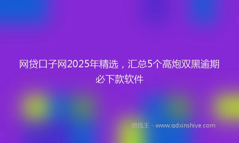 网贷口子网2025年精选，汇总5个高炮双黑逾期必下款软件