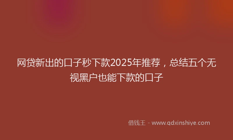 网贷新出的口子秒下款2025年推荐，总结五个无视黑户也能下款的口子