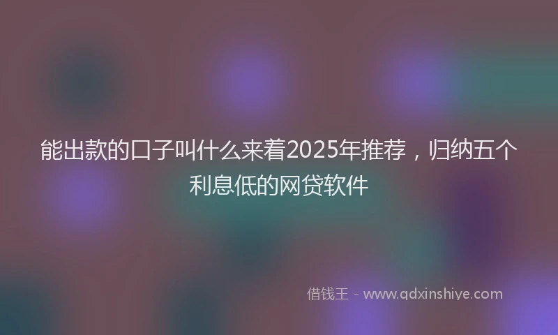 能出款的口子叫什么来着2025年推荐，归纳五个利息低的网贷软件