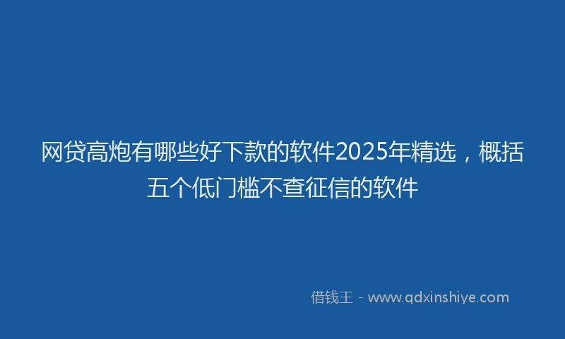 网贷高炮有哪些好下款的软件2025年精选，概括五个低门槛不查征信的软件