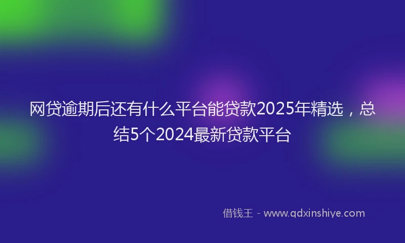 网贷逾期后还有什么平台能贷款2025年精选，总结5个2024最新贷款平台