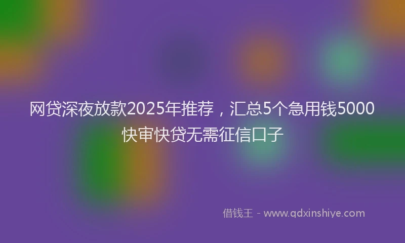 网贷深夜放款2025年推荐，汇总5个急用钱5000快审快贷无需征信口子