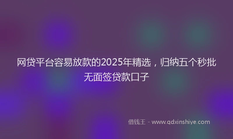 网贷平台容易放款的2025年精选，归纳五个秒批无面签贷款口子
