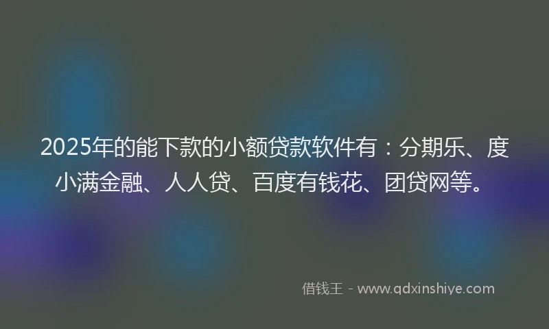 2025年的能下款的小额贷款软件有：分期乐、度小满金融、人人贷、百度有钱花、团贷网等。