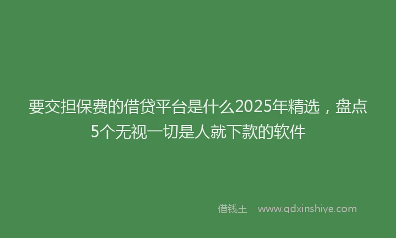 要交担保费的借贷平台是什么2025年精选，盘点5个无视一切是人就下款的软件