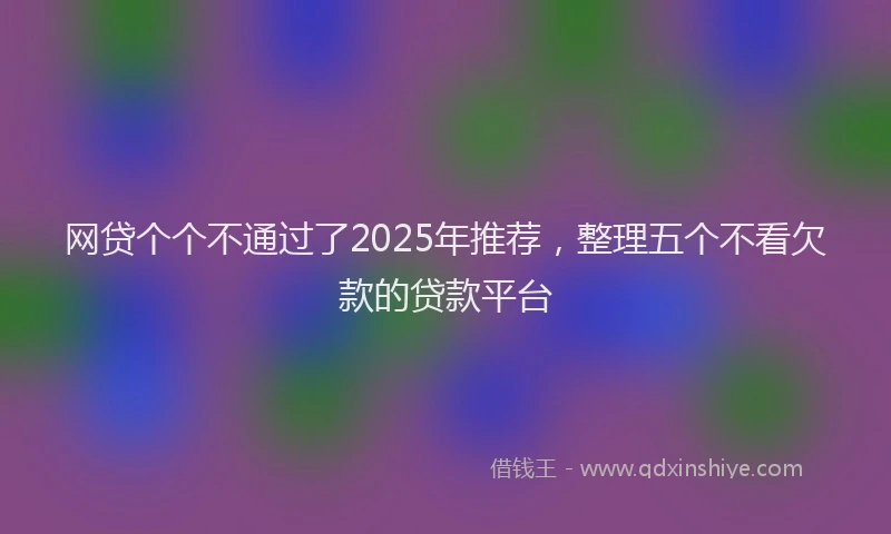 网贷个个不通过了2025年推荐，整理五个不看欠款的贷款平台