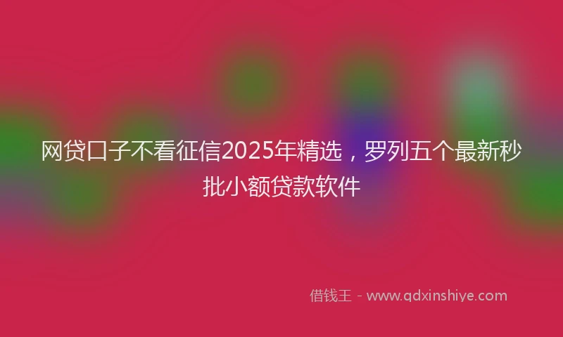 网贷口子不看征信2025年精选，罗列五个最新秒批小额贷款软件