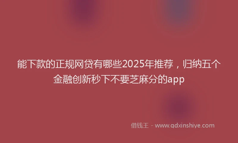 能下款的正规网贷有哪些2025年推荐，归纳五个金融创新秒下不要芝麻分的app