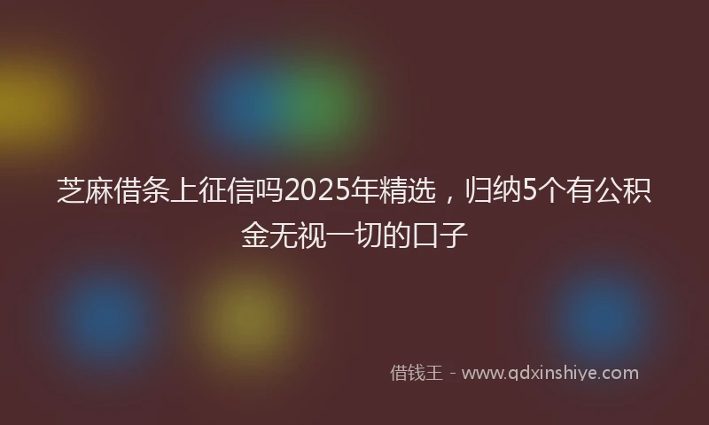 芝麻借条上征信吗2025年精选，归纳5个有公积金无视一切的口子