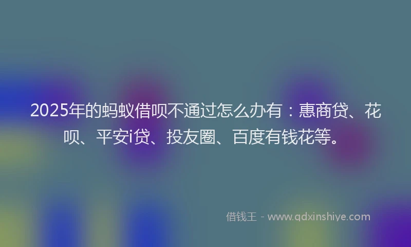 2025年的蚂蚁借呗不通过怎么办有：惠商贷、花呗、平安i贷、投友圈、百度有钱花等。