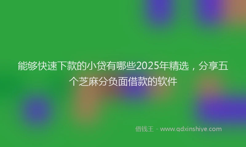 能够快速下款的小贷有哪些2025年精选，分享五个芝麻分负面借款的软件