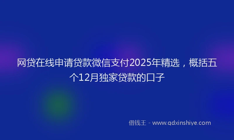 网贷在线申请贷款微信支付2025年精选，概括五个12月独家贷款的口子