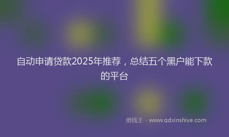 自动申请贷款2025年推荐，总结五个黑户能下款的平台