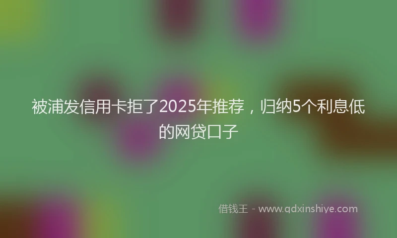 被浦发信用卡拒了2025年推荐，归纳5个利息低的网贷口子