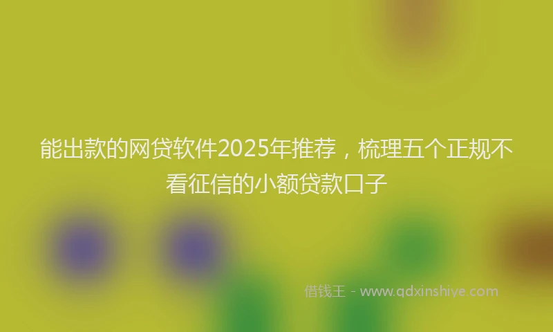 能出款的网贷软件2025年推荐，梳理五个正规不看征信的小额贷款口子