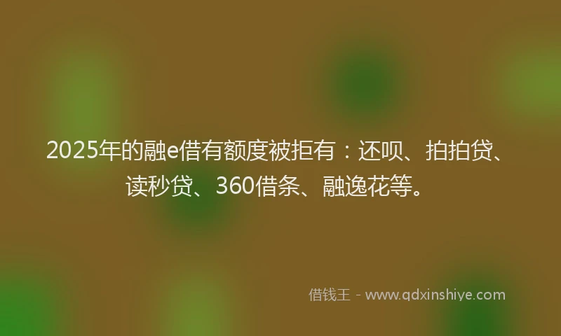 2025年的融e借有额度被拒有：还呗、拍拍贷、读秒贷、360借条、融逸花等。