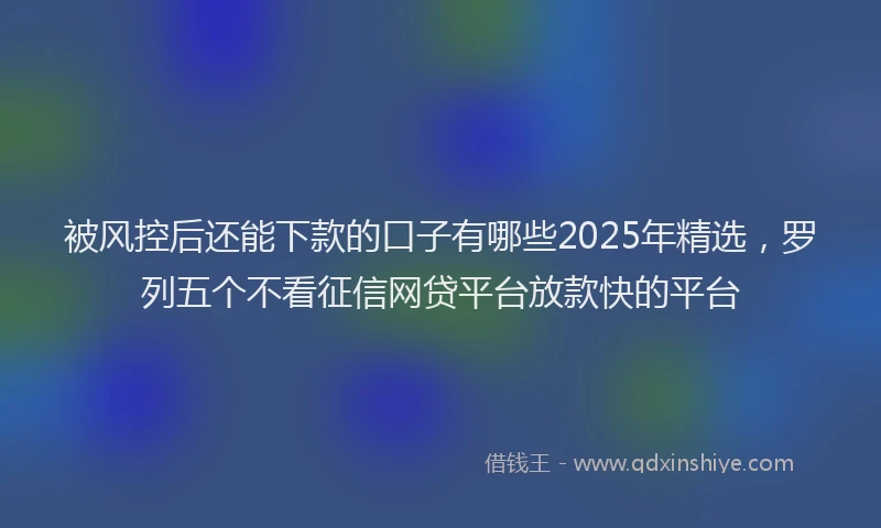 被风控后还能下款的口子有哪些2025年精选，罗列五个不看征信网贷平台放款快的平台