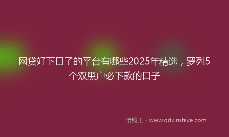 网贷好下口子的平台有哪些2025年精选，罗列5个双黑户必下款的口子