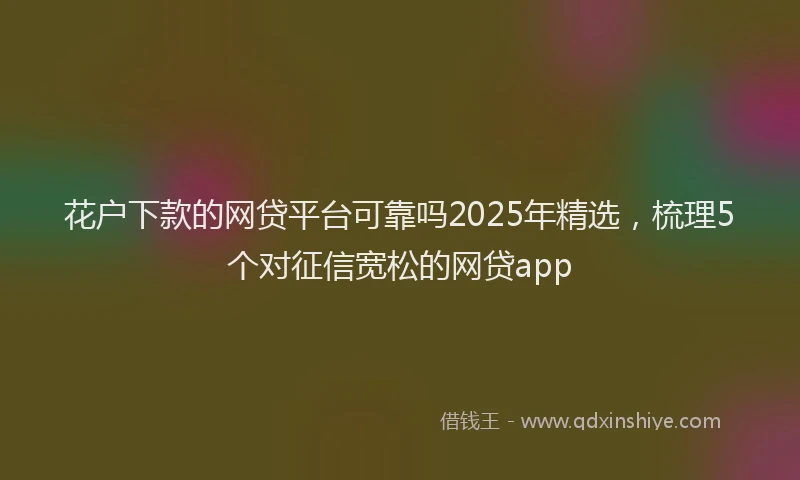 花户下款的网贷平台可靠吗2025年精选，梳理5个对征信宽松的网贷app