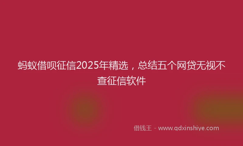 蚂蚁借呗征信2025年精选，总结五个网贷无视不查征信软件