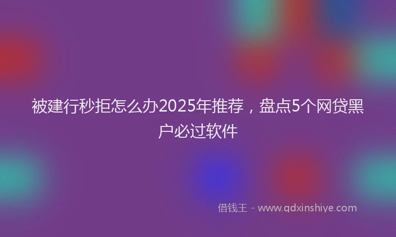 被建行秒拒怎么办2025年推荐，盘点5个网贷黑户必过软件