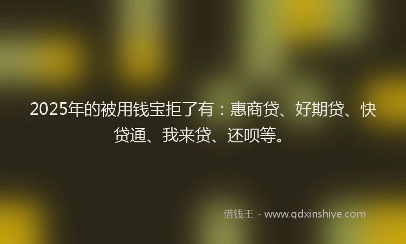 2025年的被用钱宝拒了有：惠商贷、好期贷、快贷通、我来贷、还呗等。