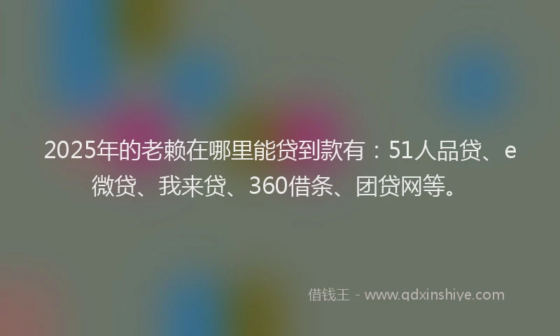 2025年的老赖在哪里能贷到款有：51人品贷、e微贷、我来贷、360借条、团贷网等。
