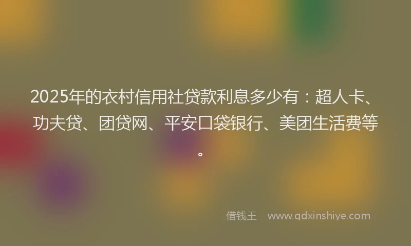 2025年的衣村信用社贷款利息多少有：超人卡、功夫贷、团贷网、平安口袋银行、美团生活费等。