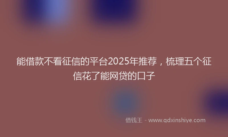 能借款不看征信的平台2025年推荐，梳理五个征信花了能网贷的口子