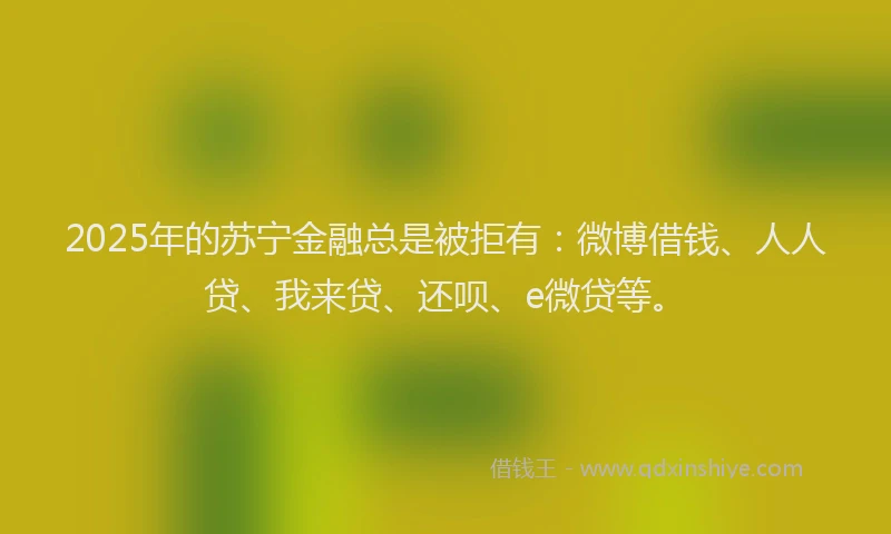 2025年的苏宁金融总是被拒有：微博借钱、人人贷、我来贷、还呗、e微贷等。