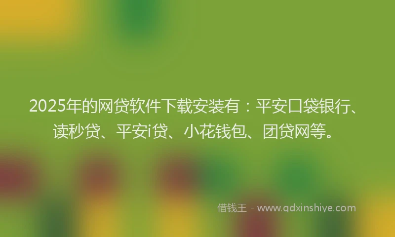 2025年的网贷软件下载安装有：平安口袋银行、读秒贷、平安i贷、小花钱包、团贷网等。