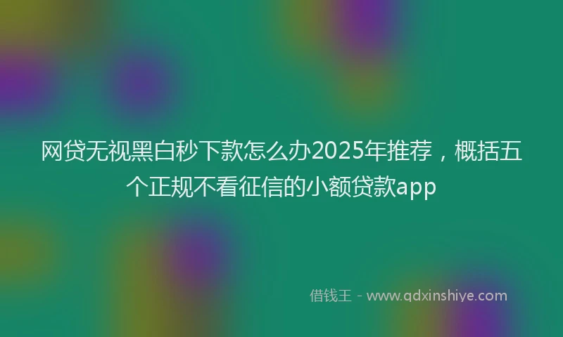 网贷无视黑白秒下款怎么办2025年推荐，概括五个正规不看征信的小额贷款app