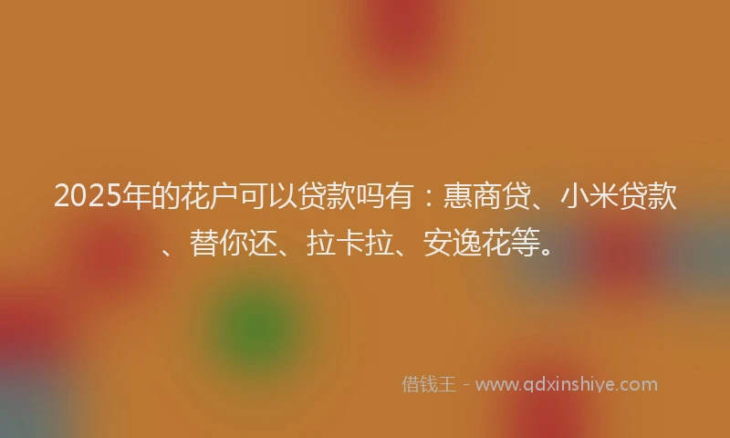2025年的花户可以贷款吗有：惠商贷、小米贷款、替你还、拉卡拉、安逸花等。