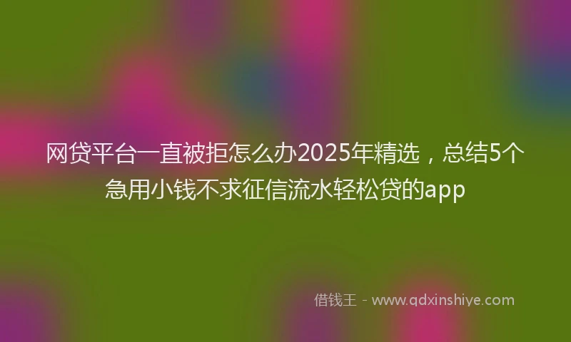 网贷平台一直被拒怎么办2025年精选，总结5个急用小钱不求征信流水轻松贷的app