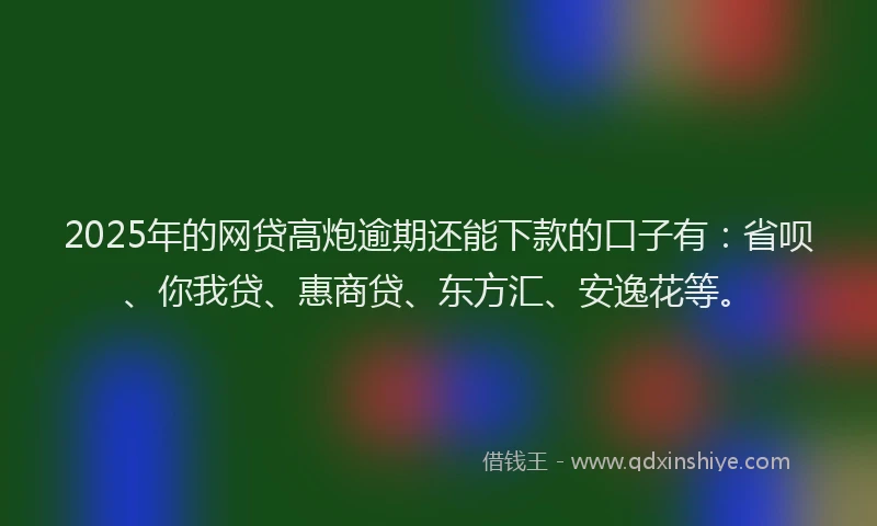 2025年的网贷高炮逾期还能下款的口子有：省呗、你我贷、惠商贷、东方汇、安逸花等。